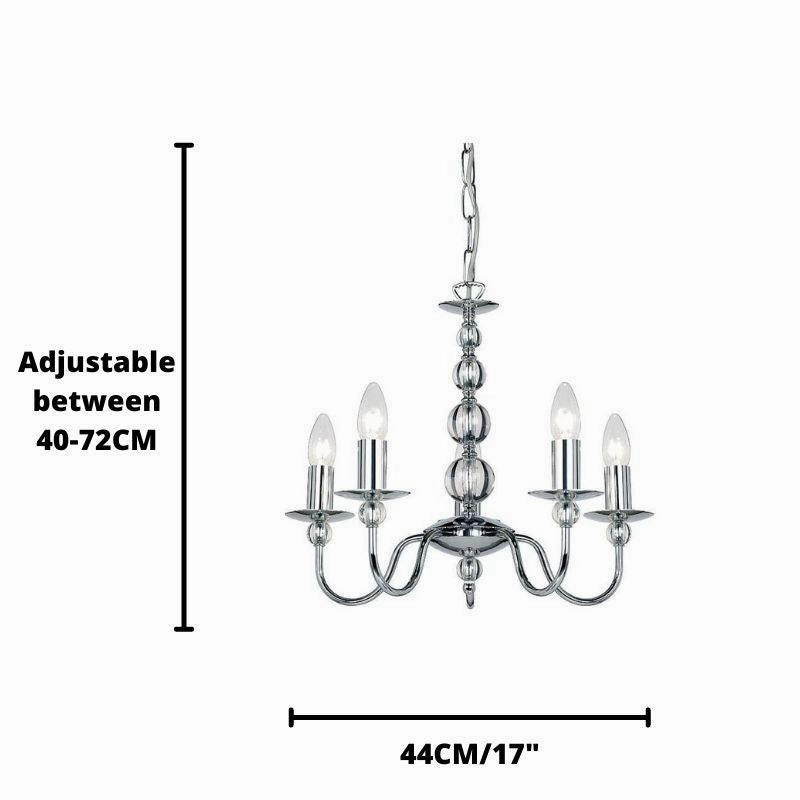Endon Parkstone Chrome Finish 5 Light Chandelier