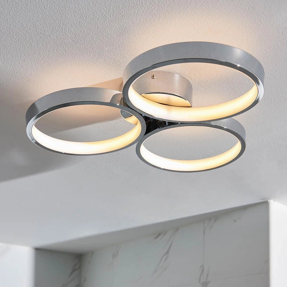 Endon Radius 3 Light Chrome LED Semi Flush Bathroom Light