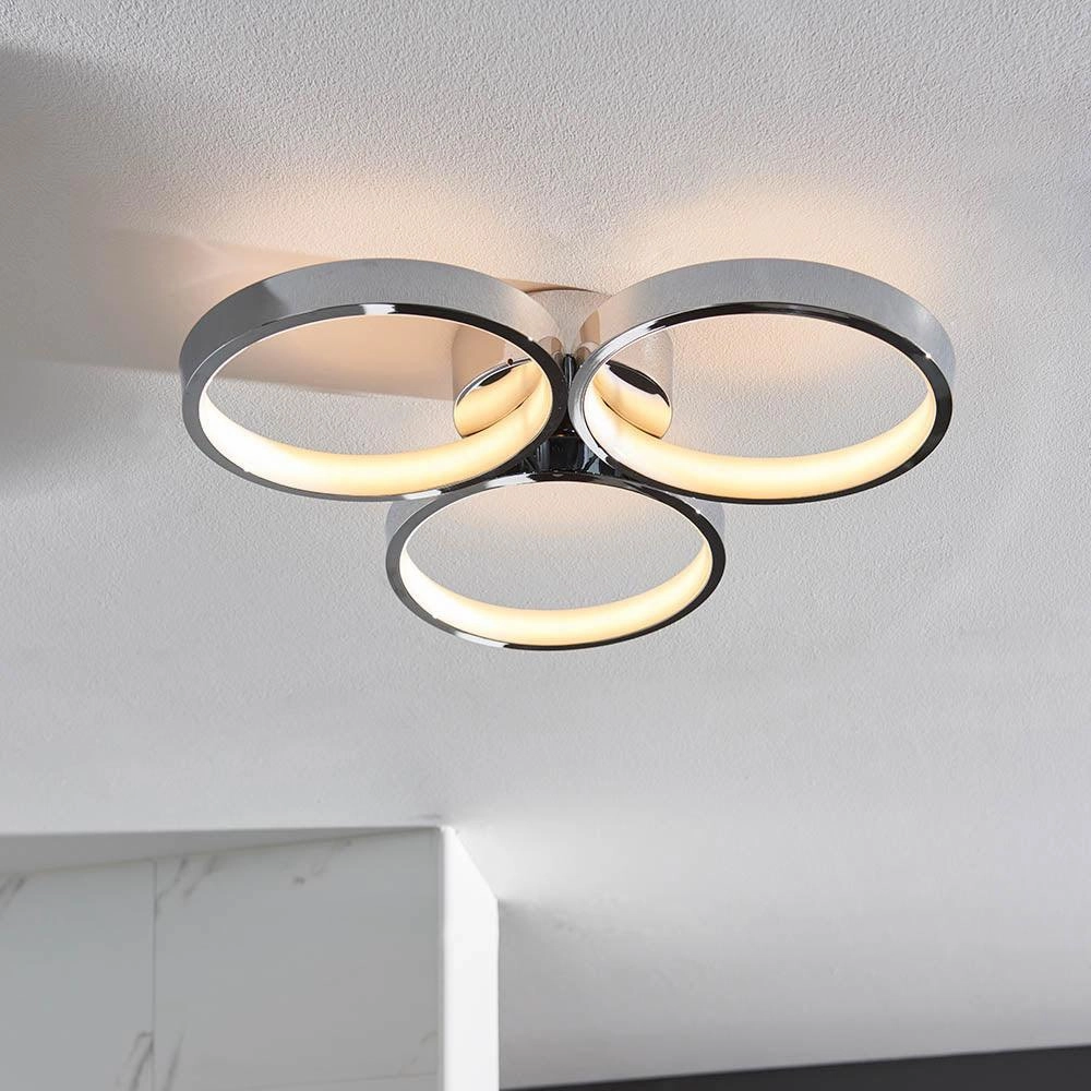 Endon Radius 3 Light Chrome LED Semi Flush Bathroom Light