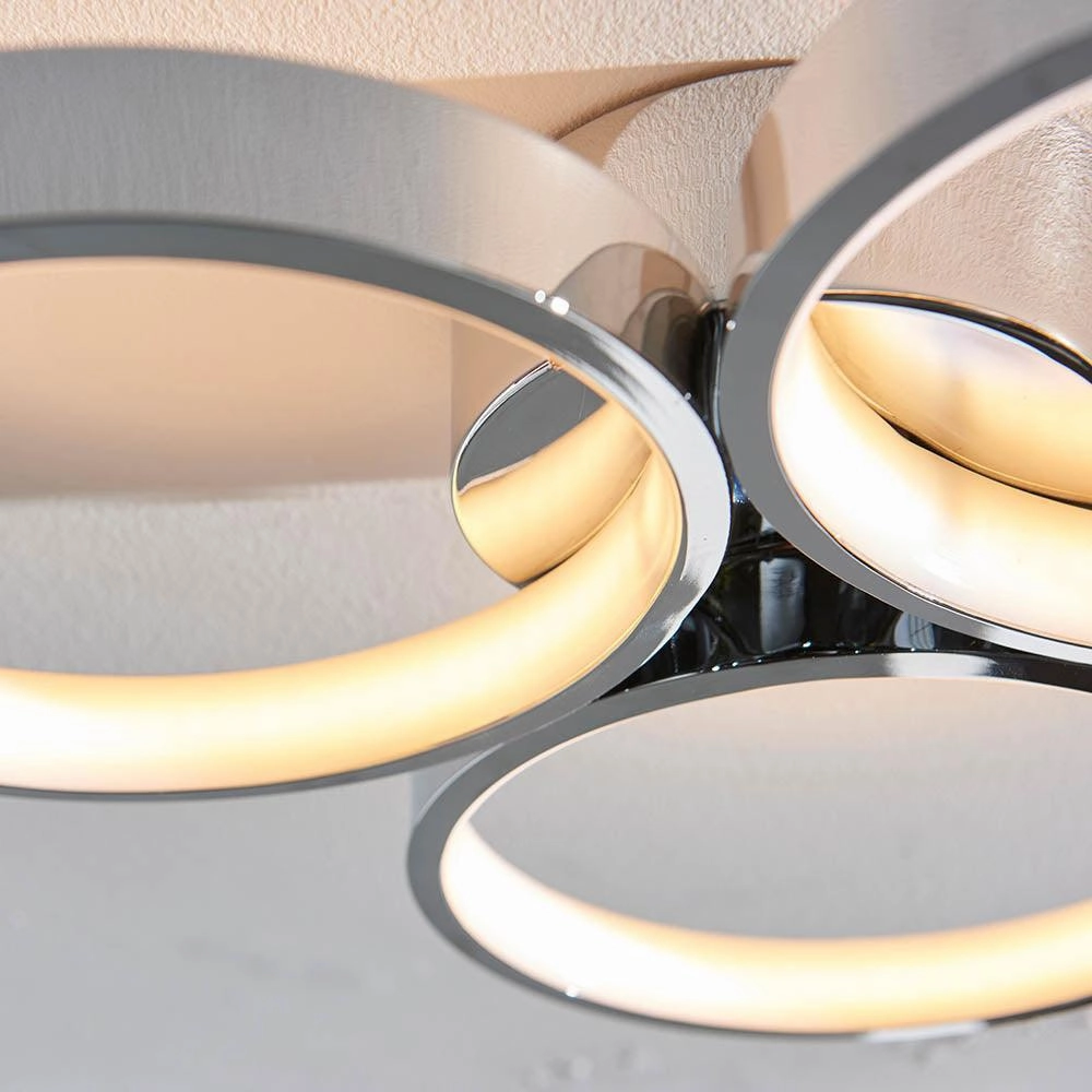 Endon Radius 3 Light Chrome LED Semi Flush Bathroom Light