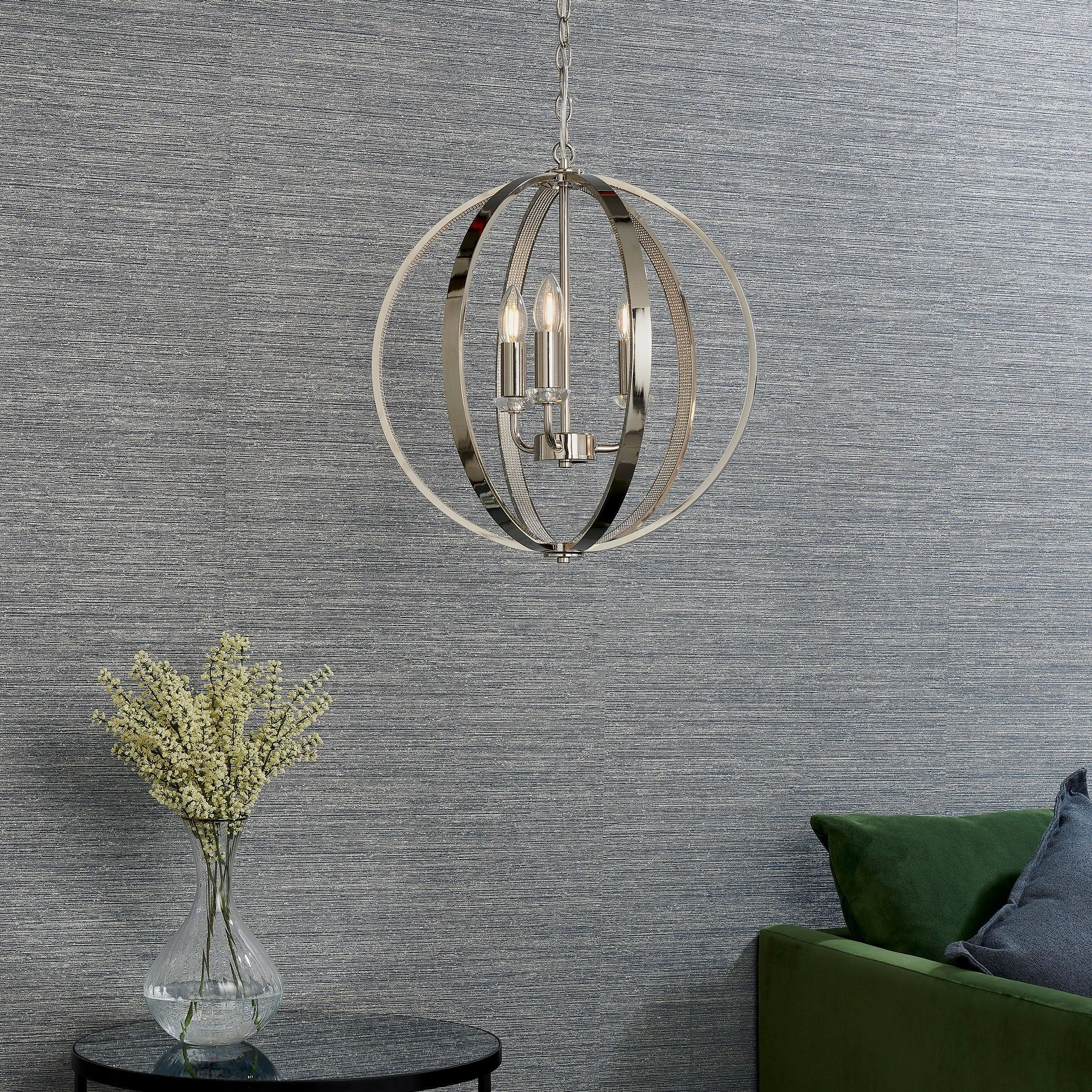 Endon Ritz 3 Light Nickel Ceiling Pendant