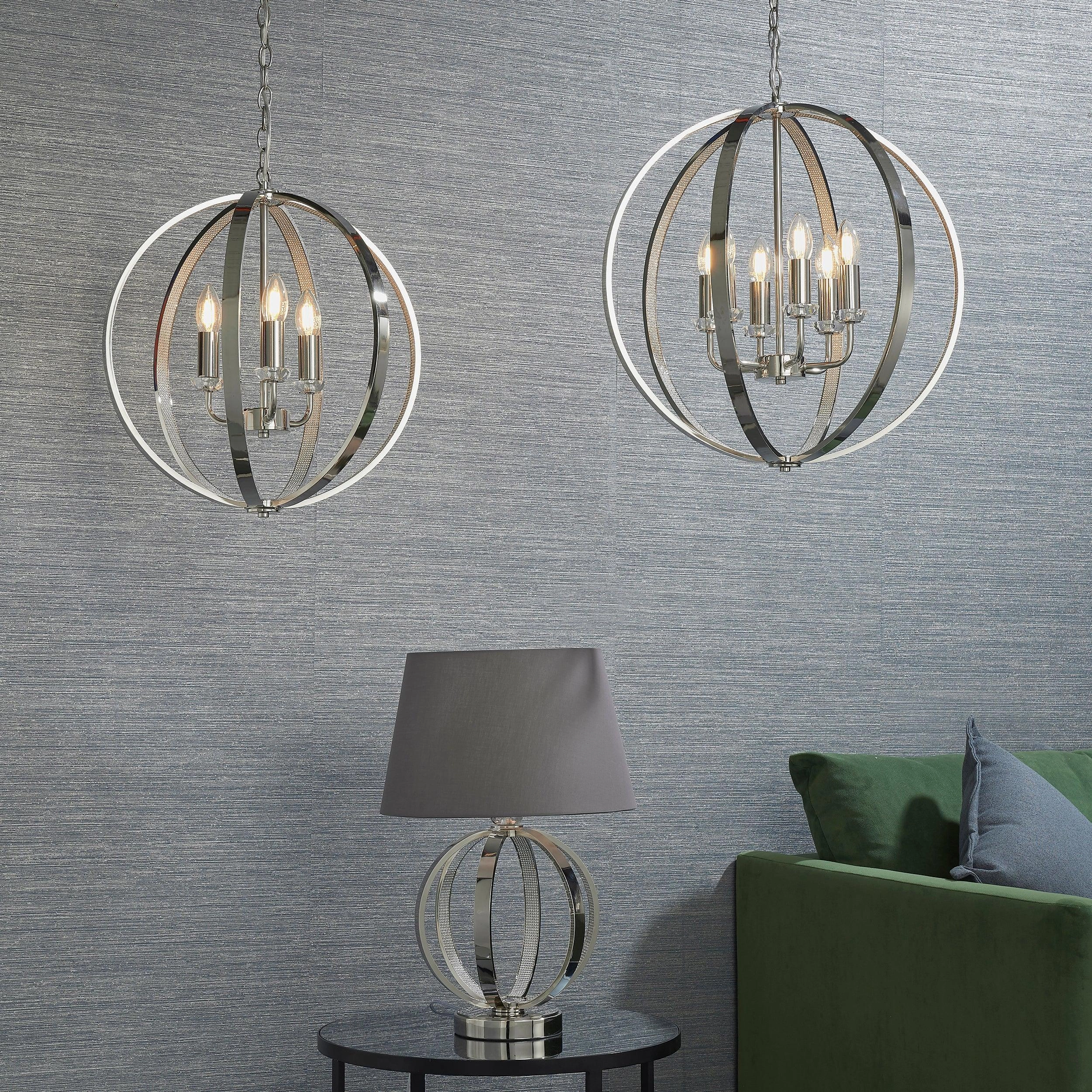 Endon Ritz 3 Light Nickel Ceiling Pendant