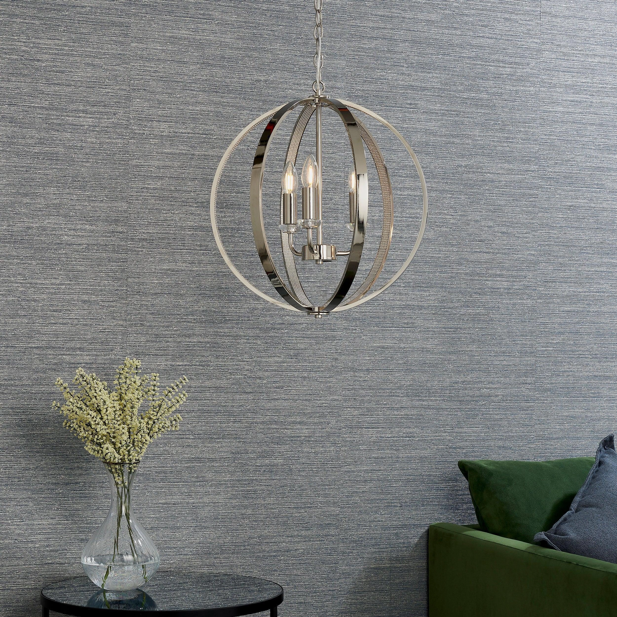 Endon Ritz 3 Light Nickel Ceiling Pendant