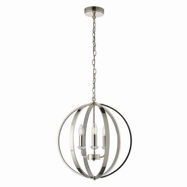 Endon Ritz 3 Light Nickel Ceiling Pendant soft glow ceiling light