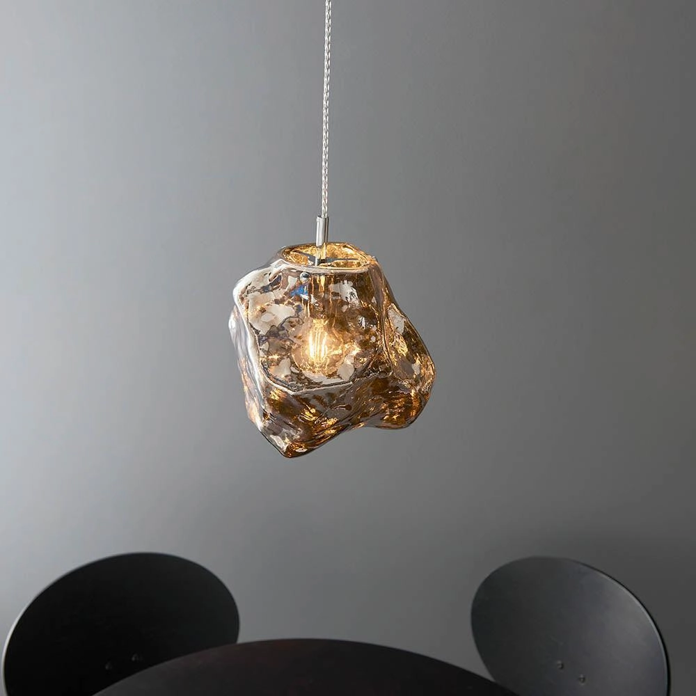 Endon Rock 1 Light Metallic Chrome Glass Ceiling Pendant