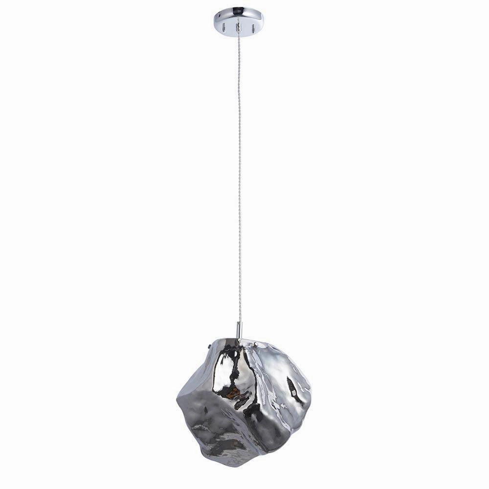 Endon Rock 1 Light Metallic Chrome Glass Ceiling Pendant