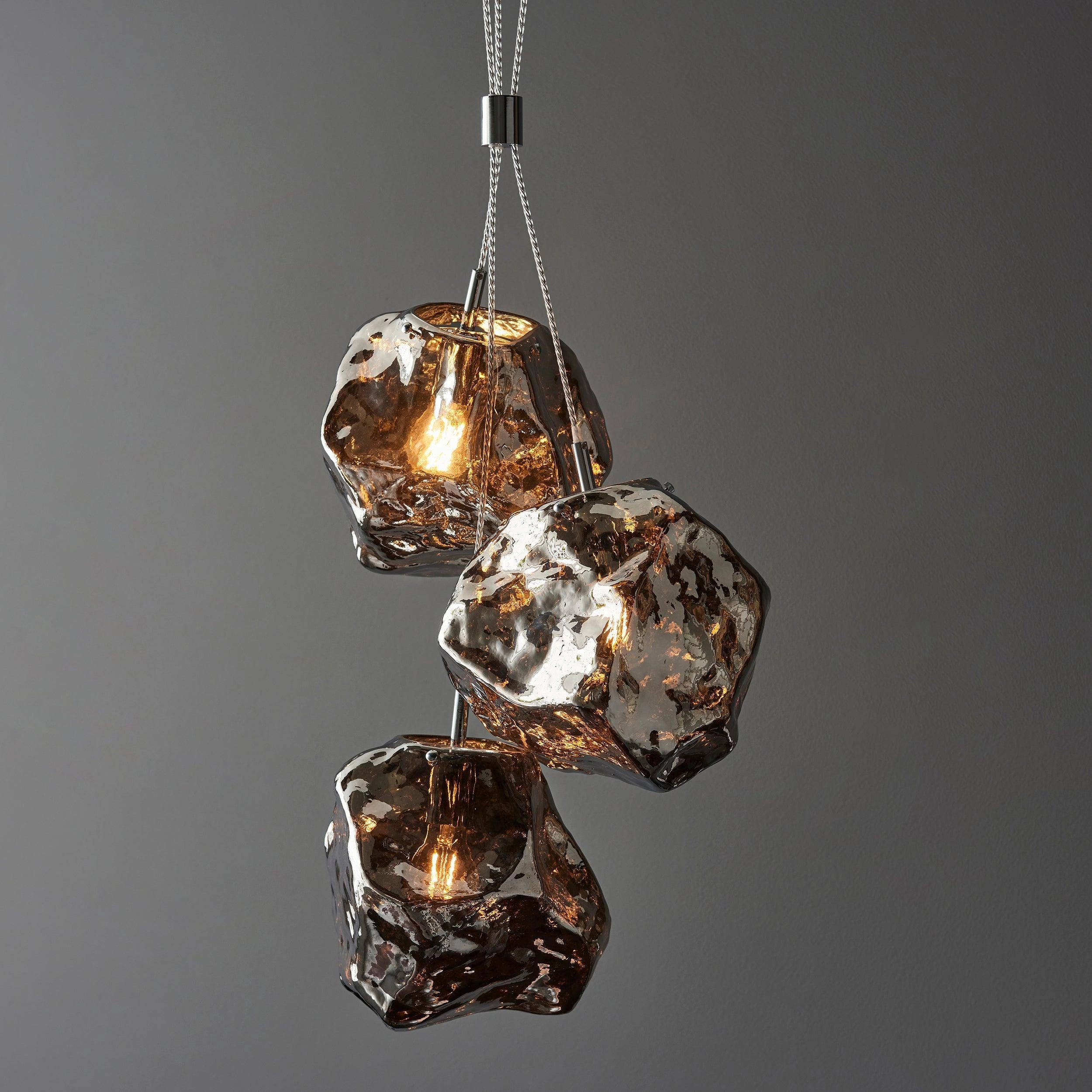 Endon Rock 3 Light Metallic Chrome Pendant Light