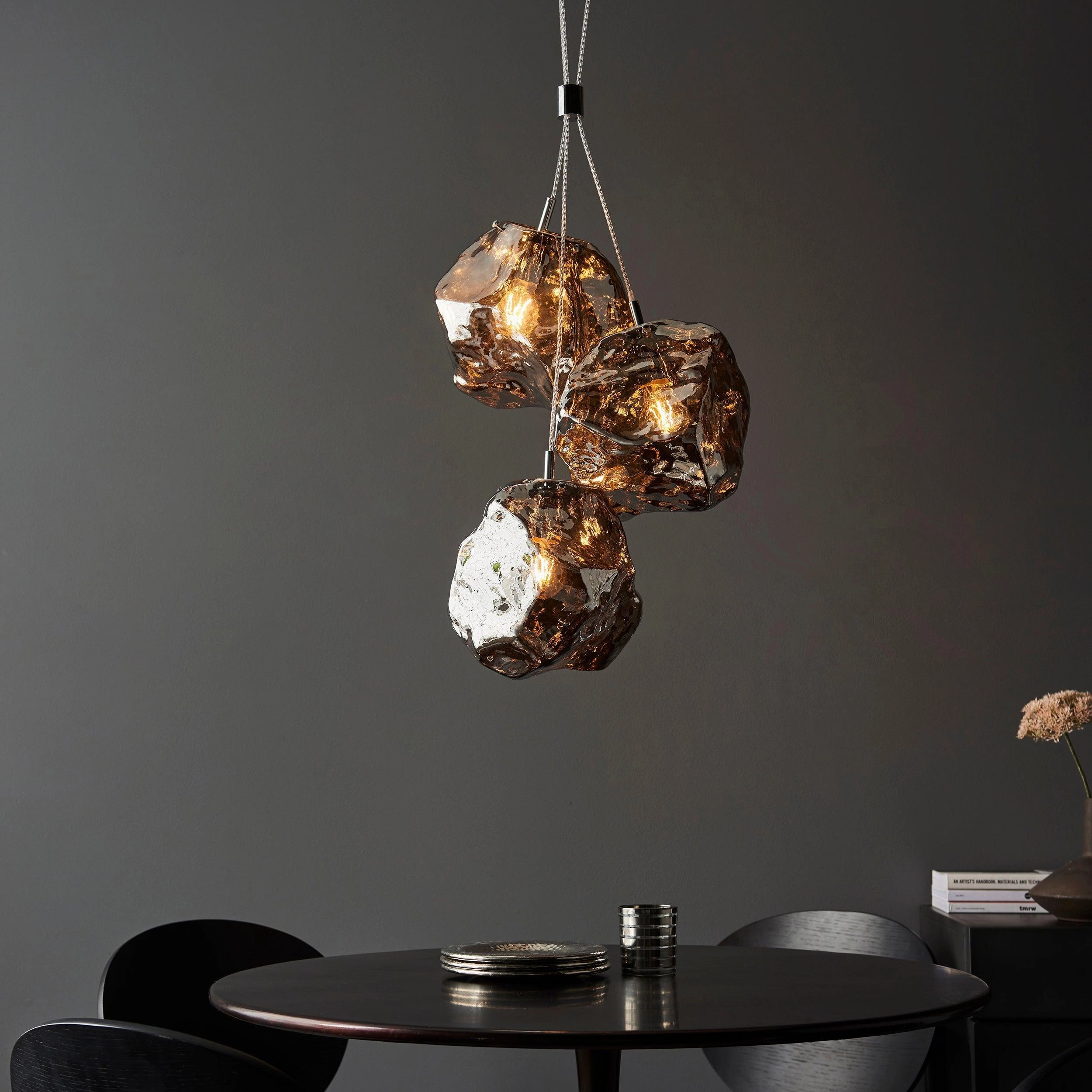 Endon Rock 3 Light Metallic Chrome Pendant Light