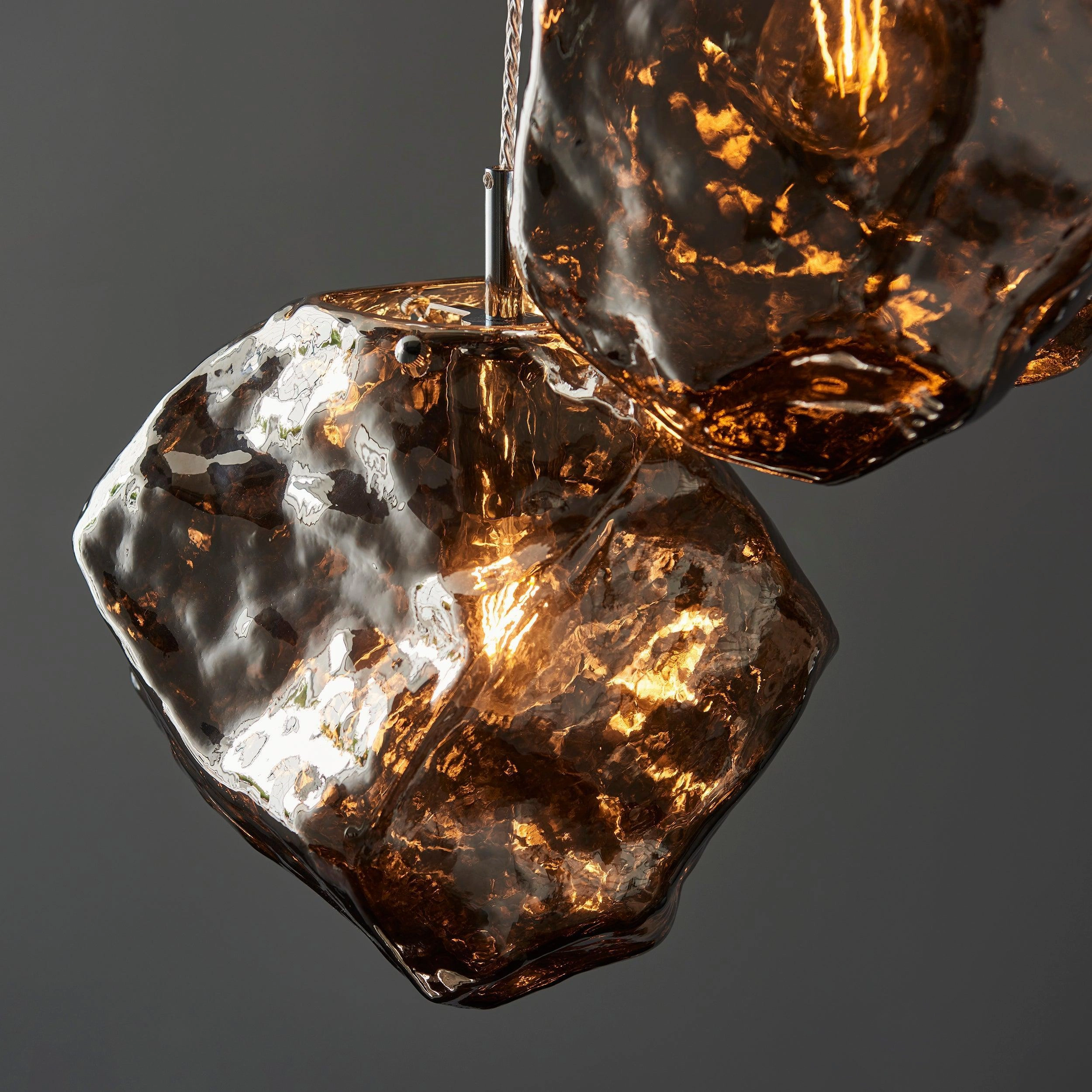 Endon Rock 3 Light Metallic Chrome Pendant Light