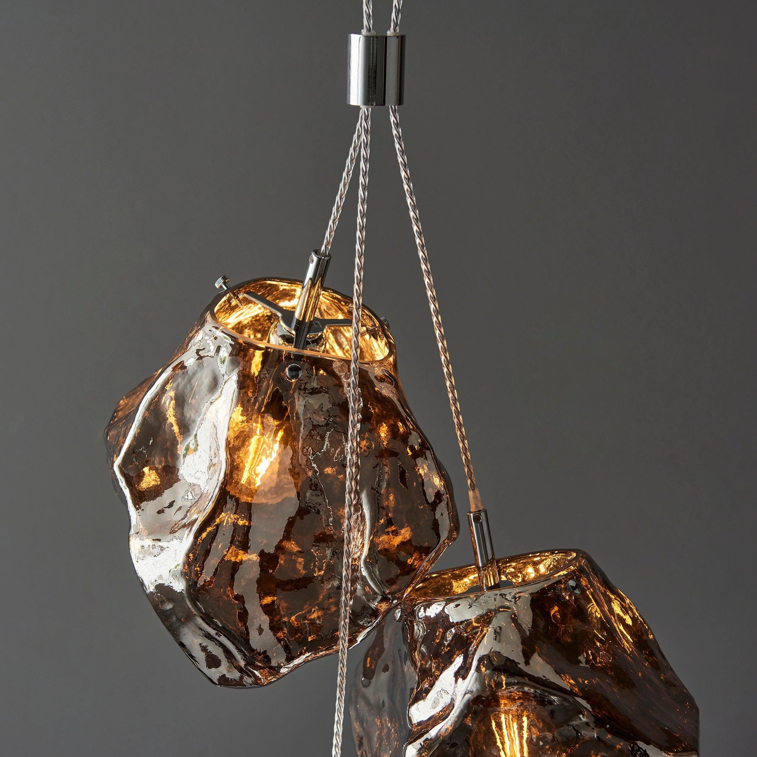 Endon Rock 3 Light Metallic Chrome Pendant Light