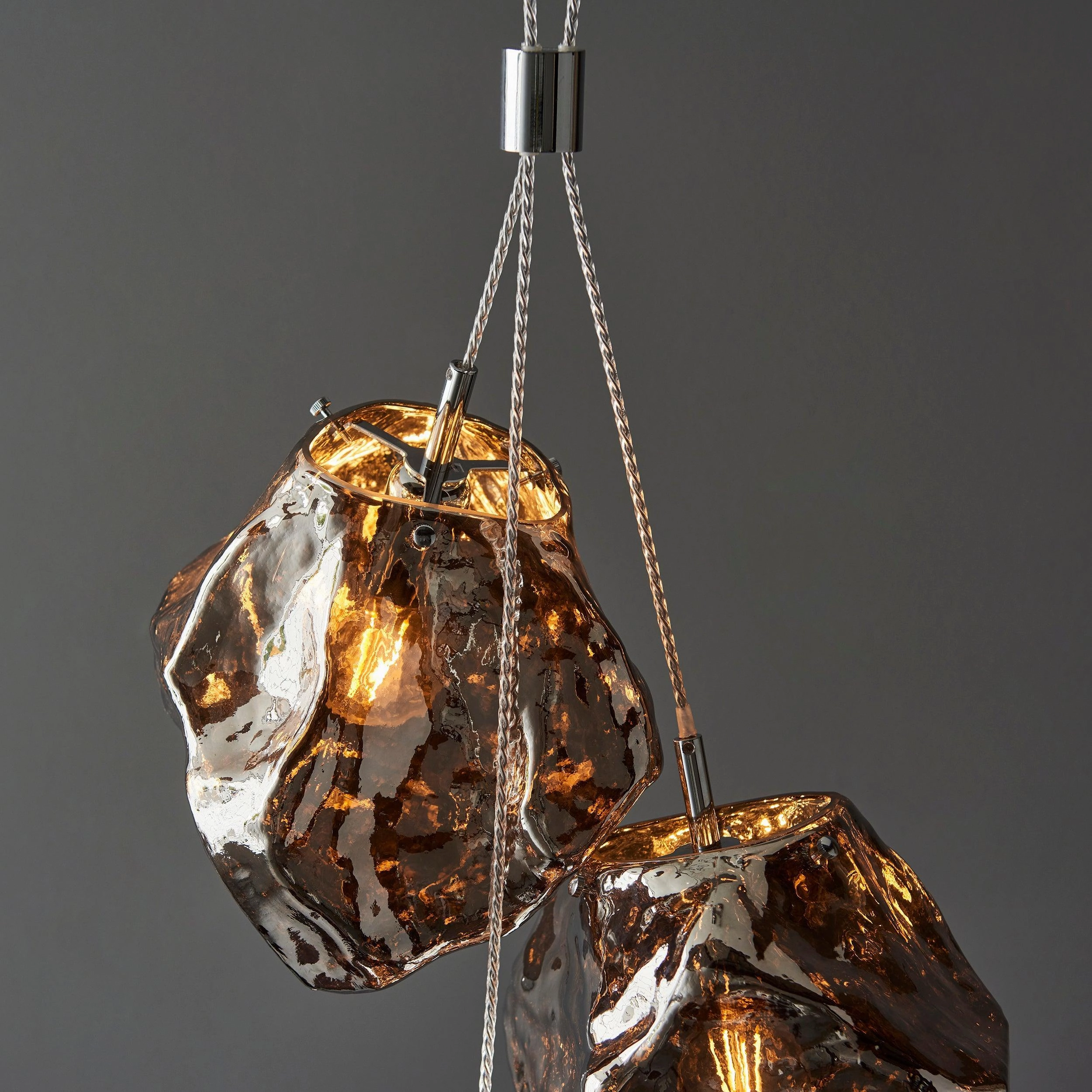 Endon Rock 3 Light Metallic Chrome Pendant Light