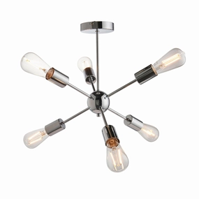 Endon Rubens 6 Light Chrome Semi Flush Ceiling Light ambient ceiling fixture