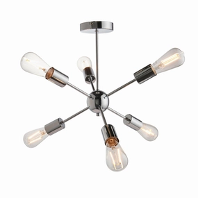 Endon Rubens 6 Light Chrome Semi Flush Ceiling Light soft glow ceiling light