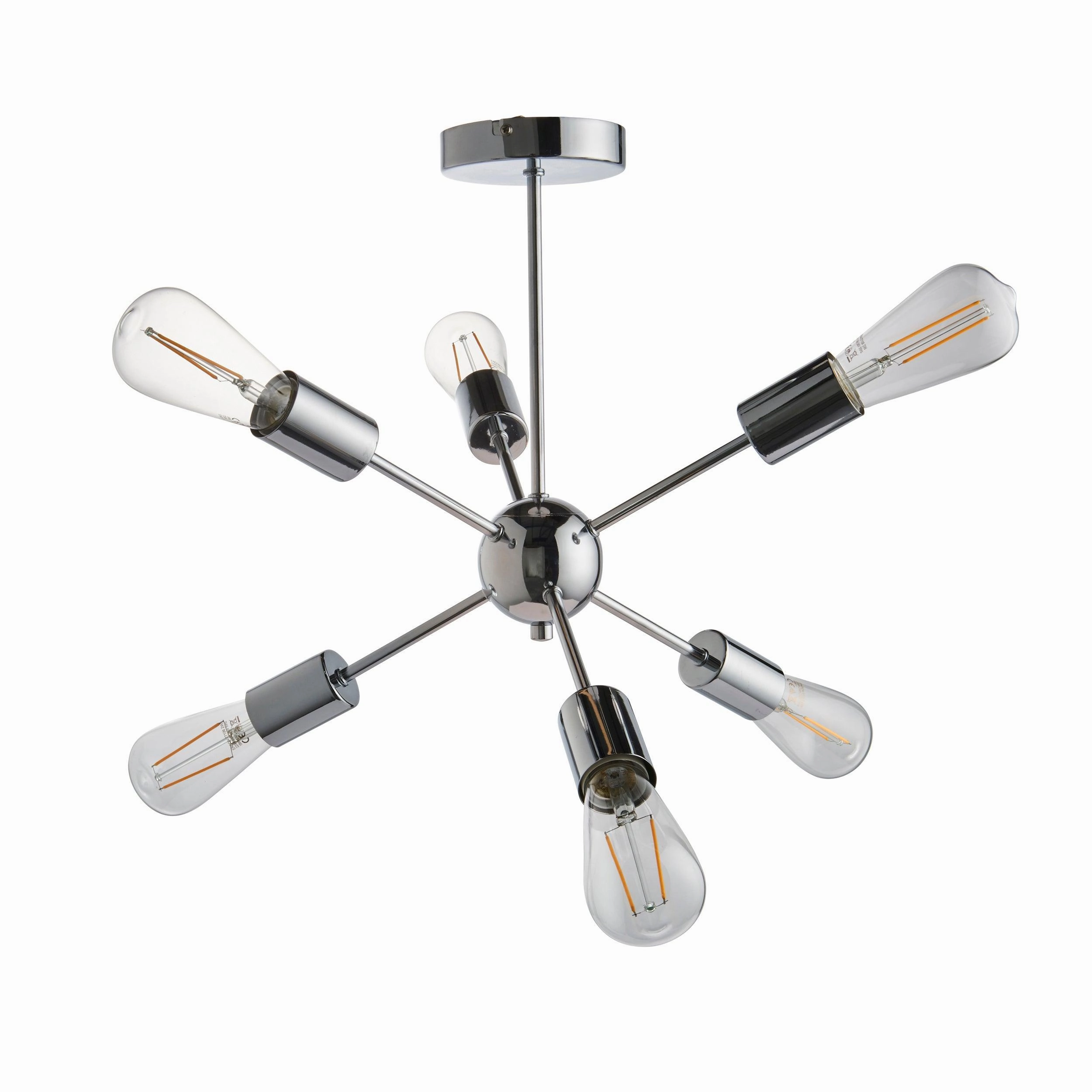 Endon Rubens 6 Light Chrome Semi Flush Ceiling Light