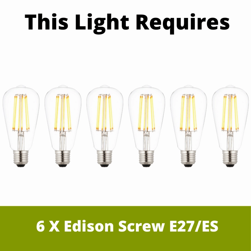 Endon Rubens 6 Light Chrome Semi Flush Ceiling Light