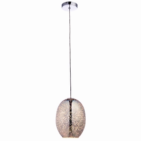 Endon Stellar 1 Light Holographic Glass & Chrome Pendant sleek LED ceiling lamp