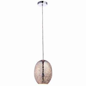 Endon Stellar 1 Light Holographic Glass & Chrome Pendant white ceiling lamp