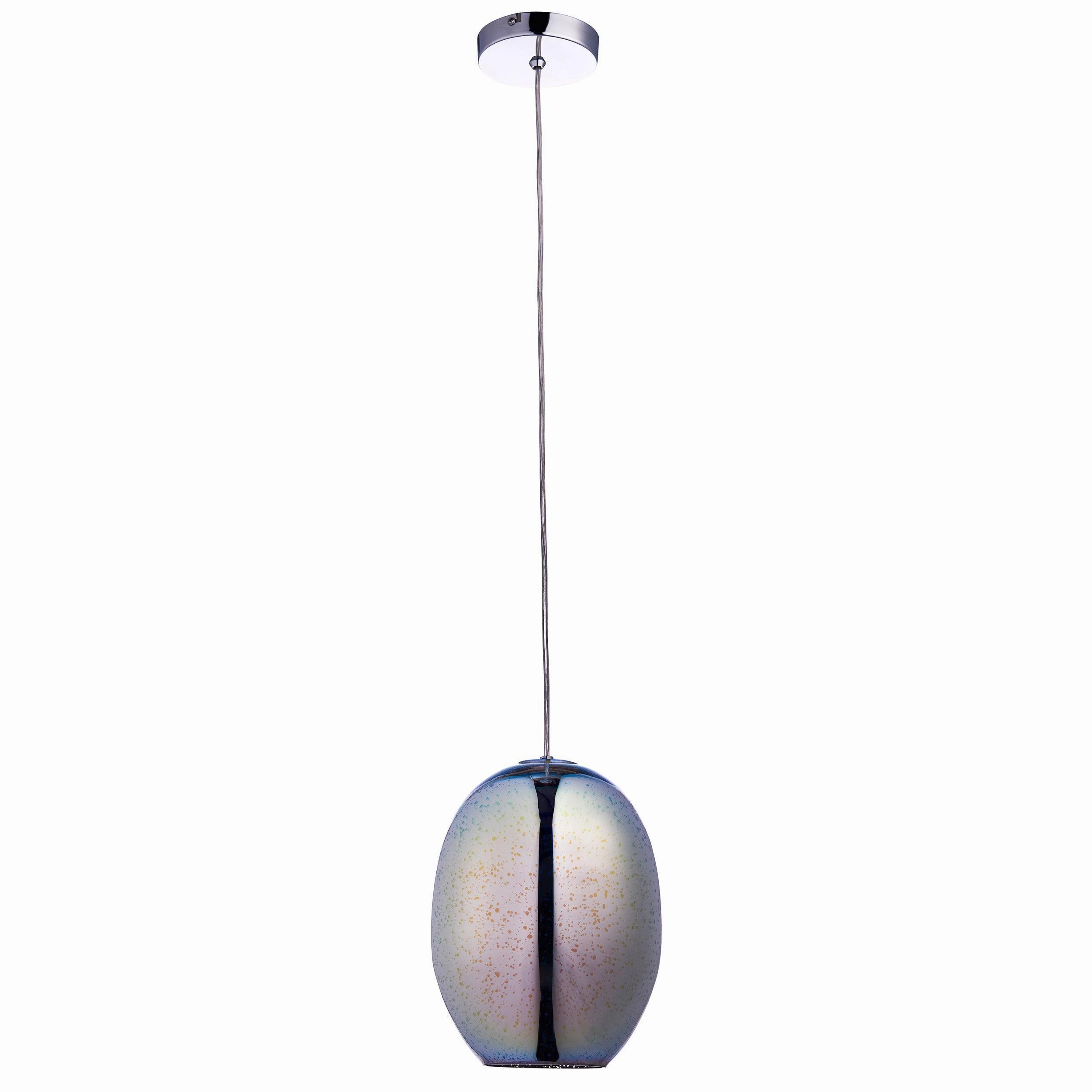 Endon Stellar 1 Light Holographic Glass & Chrome Pendant