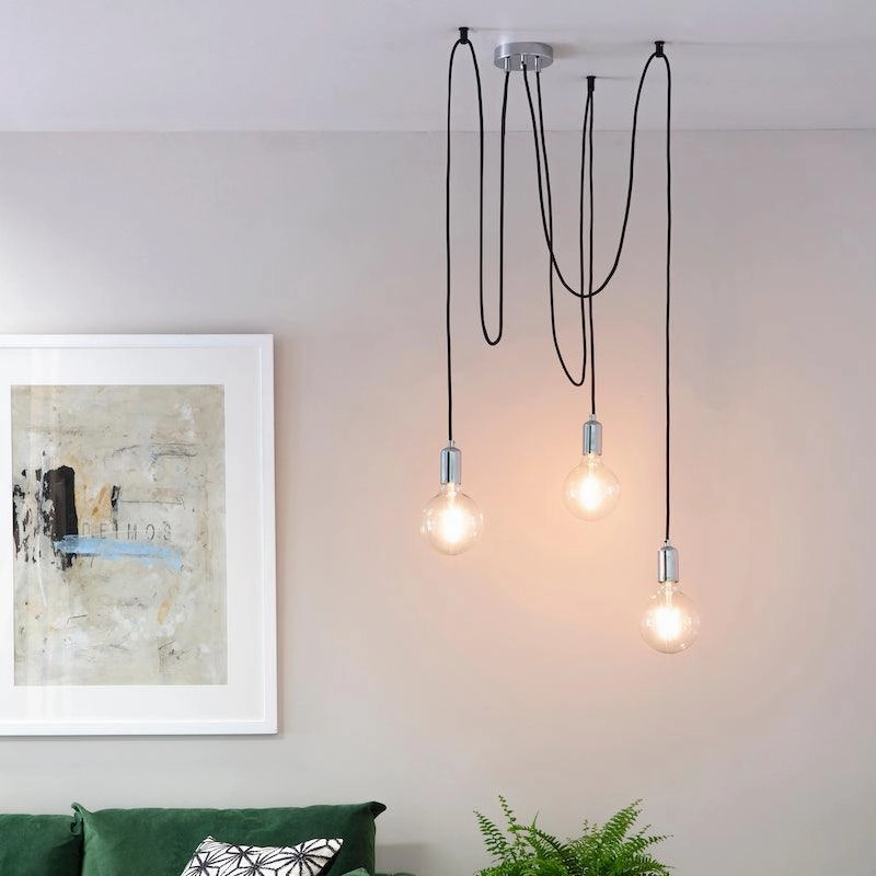Endon Studio 3 Light Chrome Ceiling Pendant Light