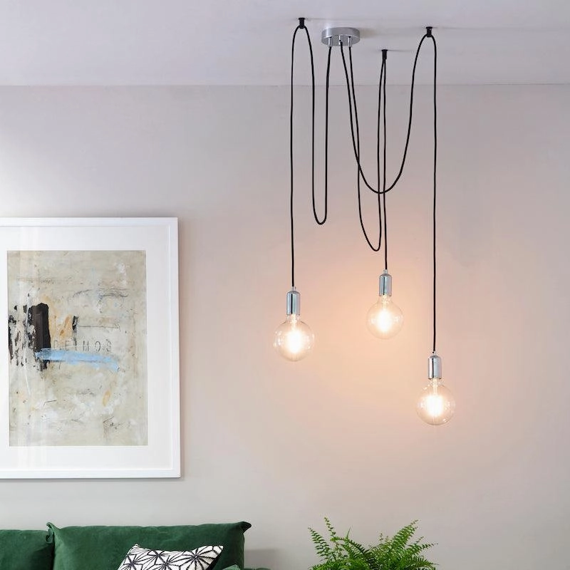 Endon Studio 3 Light Chrome Ceiling Pendant Light