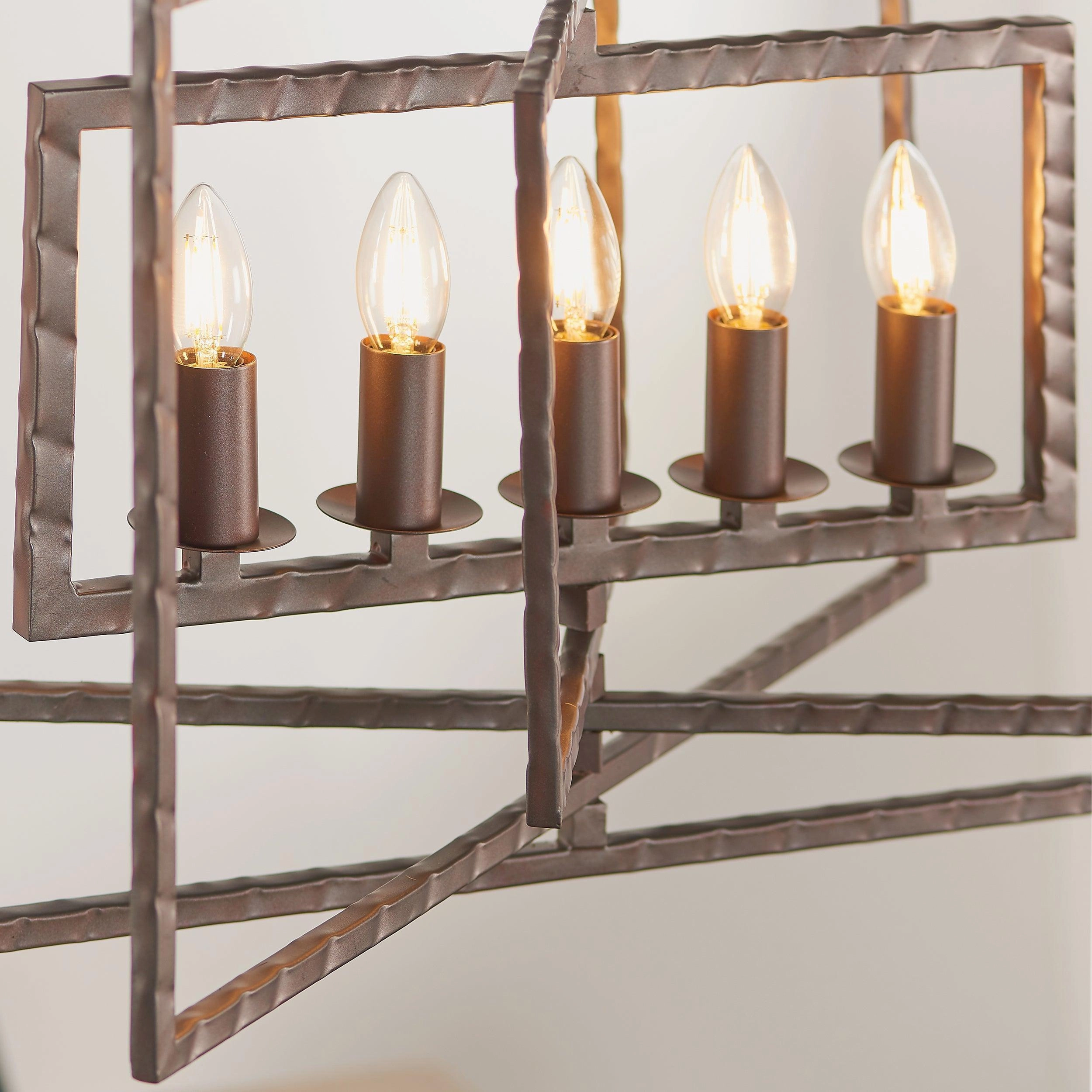 Endon Tibbet 5 Light Hammered Bronze Ceiling Pendant