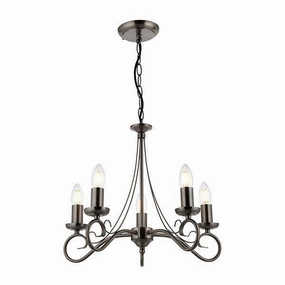 Endon Trafford Antique Silver Finish 5 Light Chandelier - Open Box white ceiling lamp