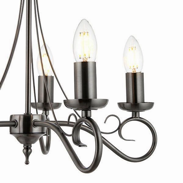 Endon Trafford Antique Silver Finish 5 Light Chandelier - Open Box