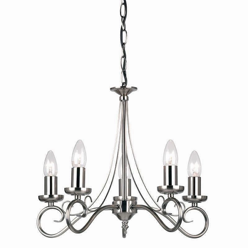Endon Trafford Antique Silver Finish 5 Light Chandelier - Open Box