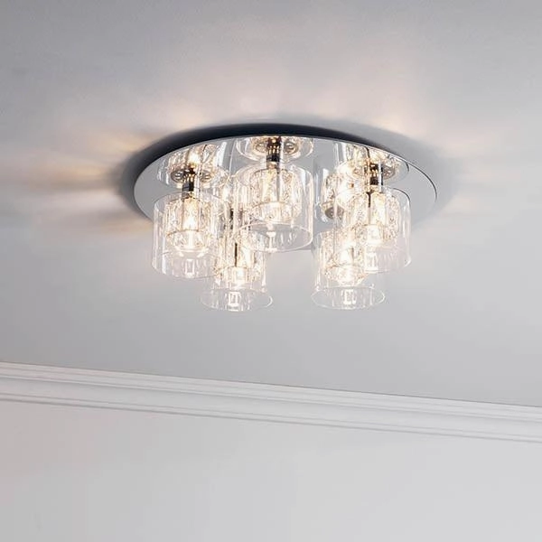 Endon Verina 5 Light Chrome Flush Ceiling Light