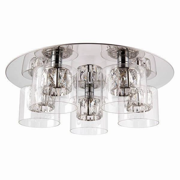 Endon Verina 5 Light Chrome Flush Ceiling Light