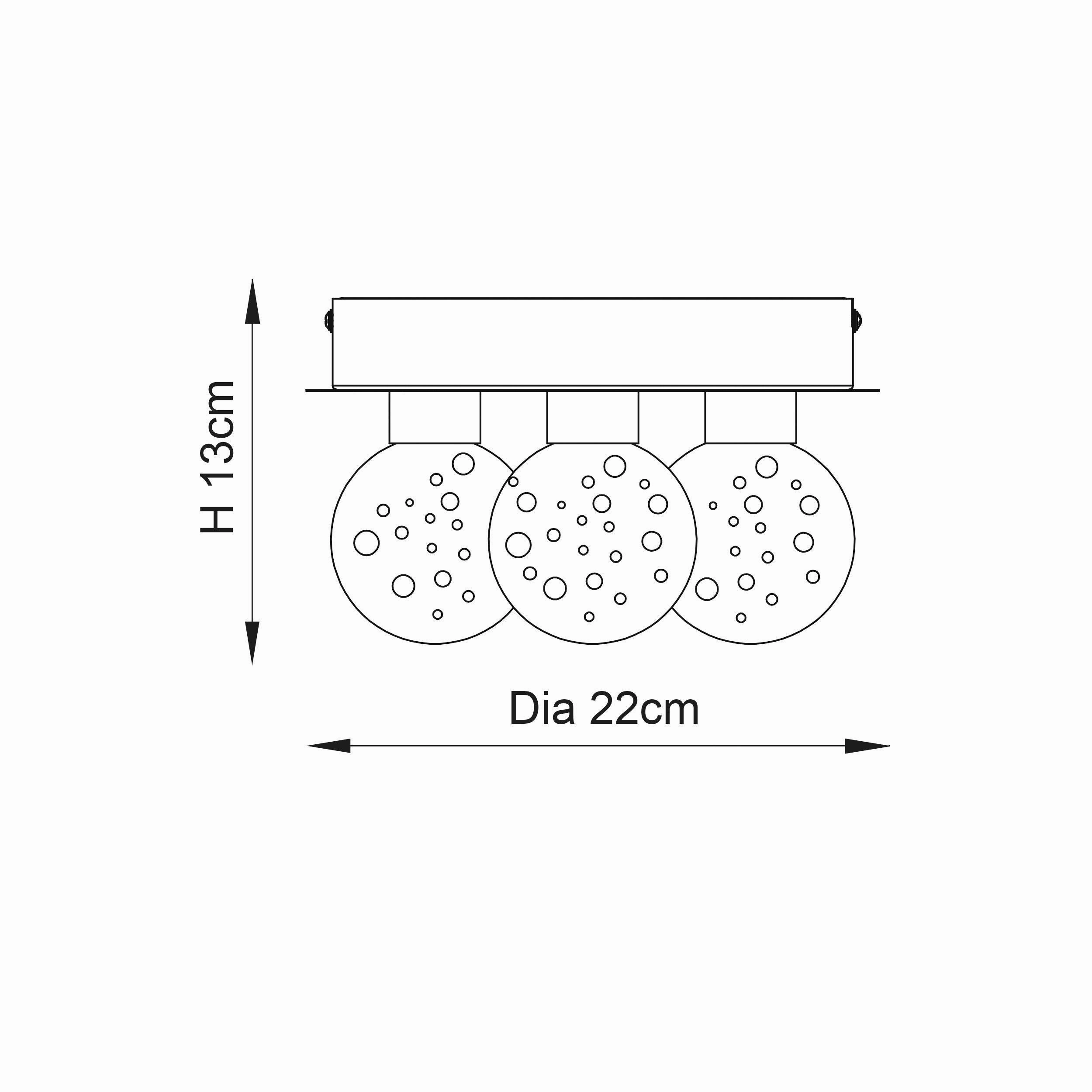 Endon Versa 3 Light Chrome LED Flush Ceiling Light