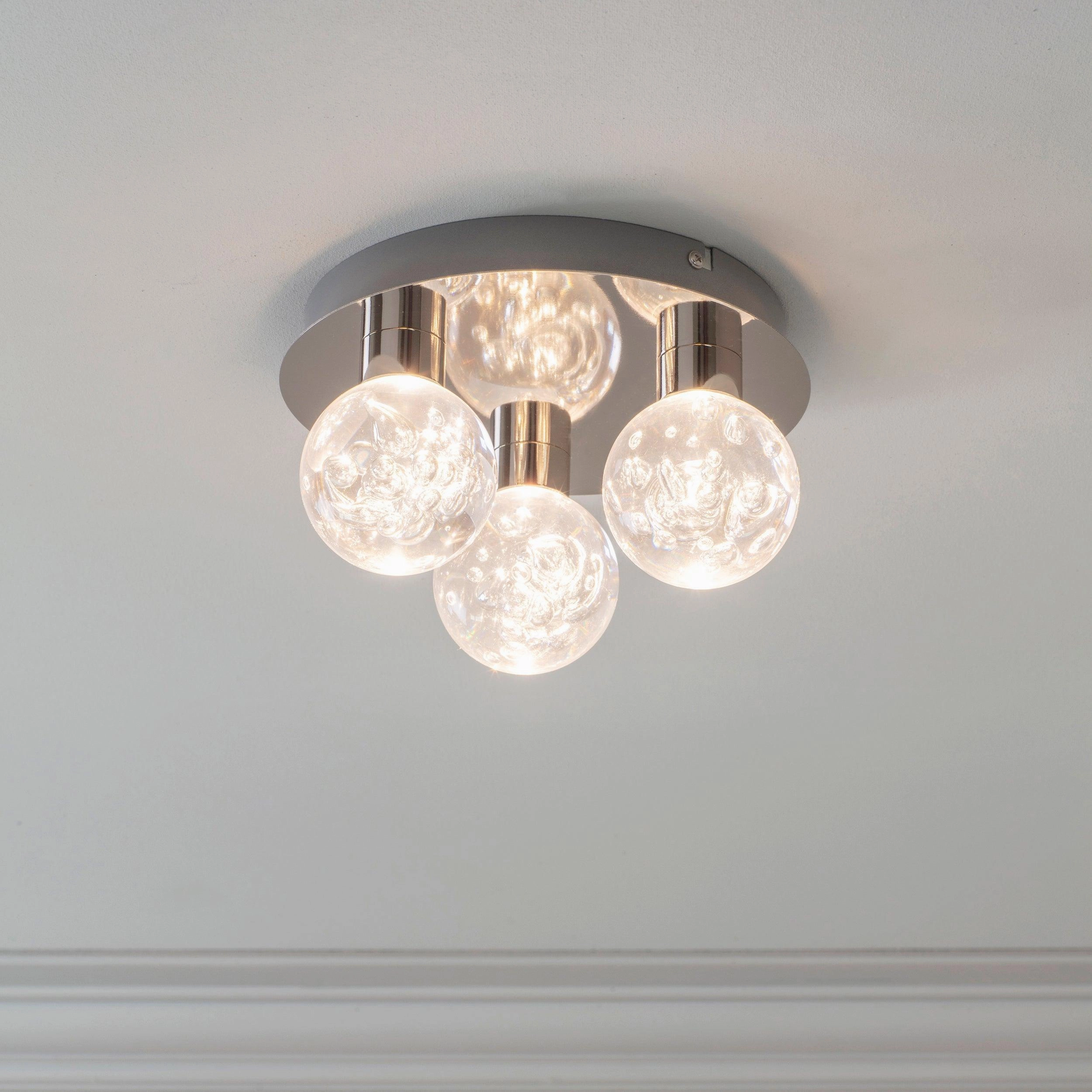 Endon Versa 3 Light Chrome LED Flush Ceiling Light
