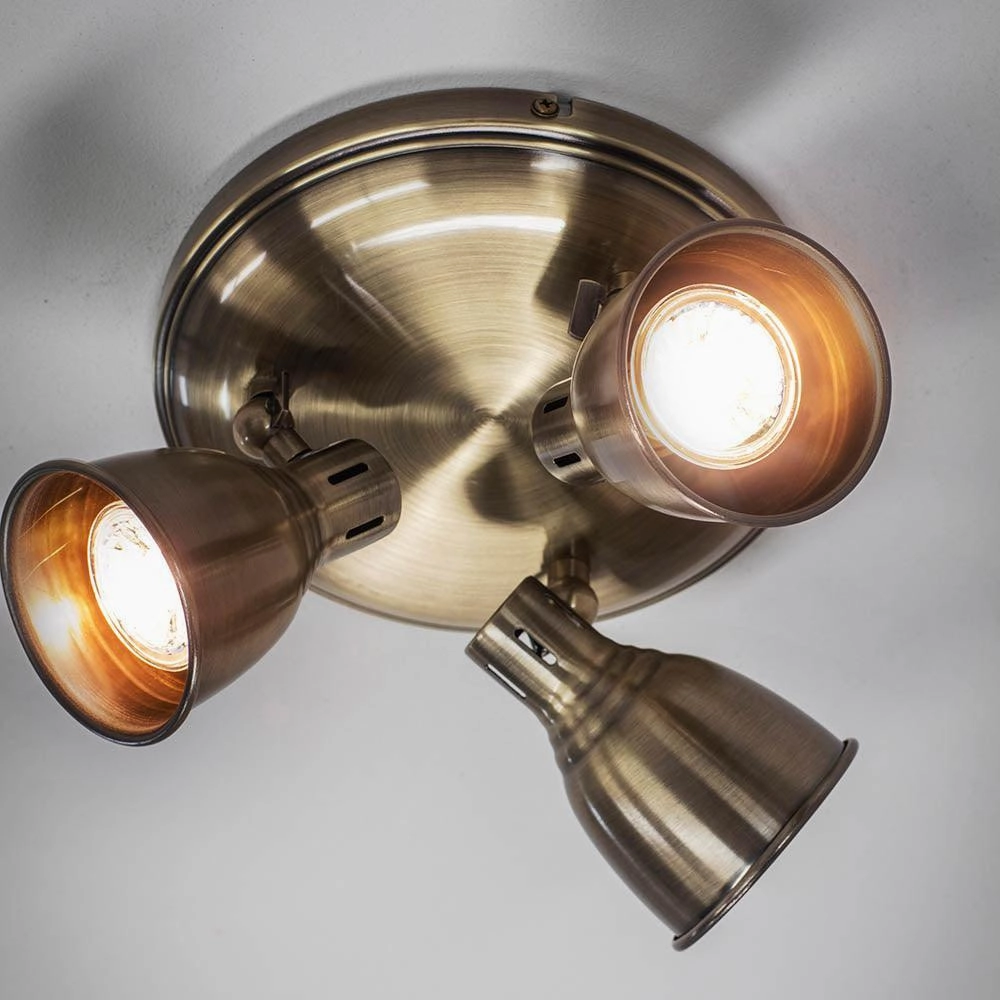 Endon Westbury 3 Light Antique Brass Spot Light