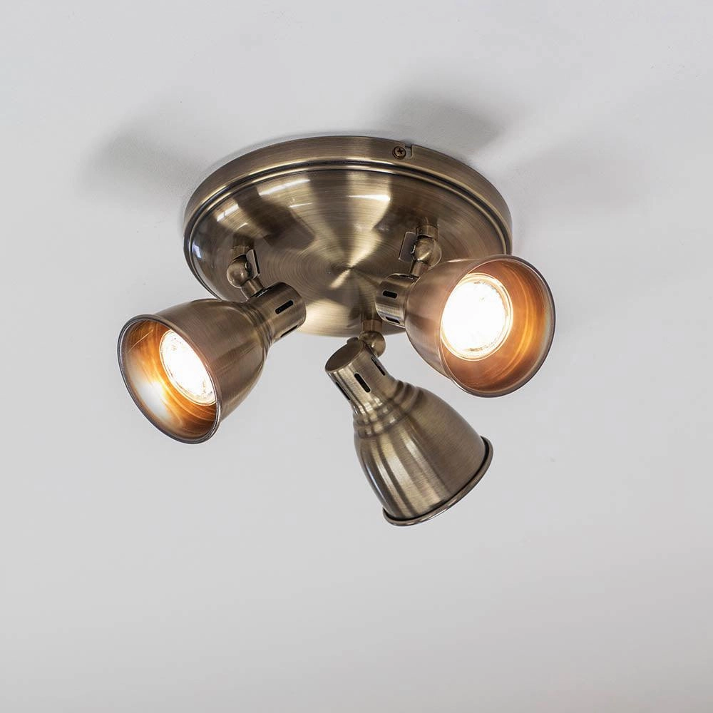 Endon Westbury 3 Light Antique Brass Spot Light