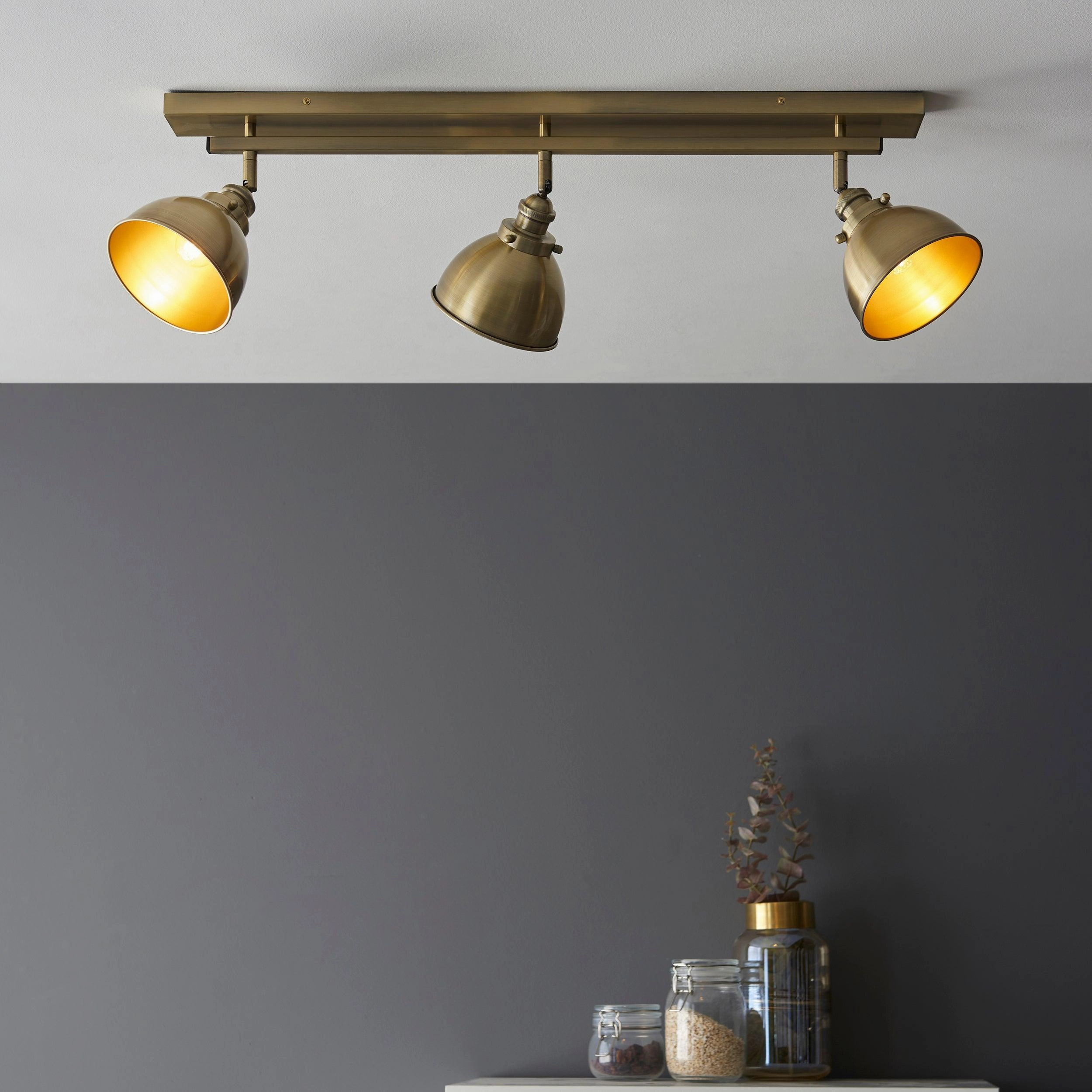 Endon Wyatt 3 Light Brass Industrial Spot Light