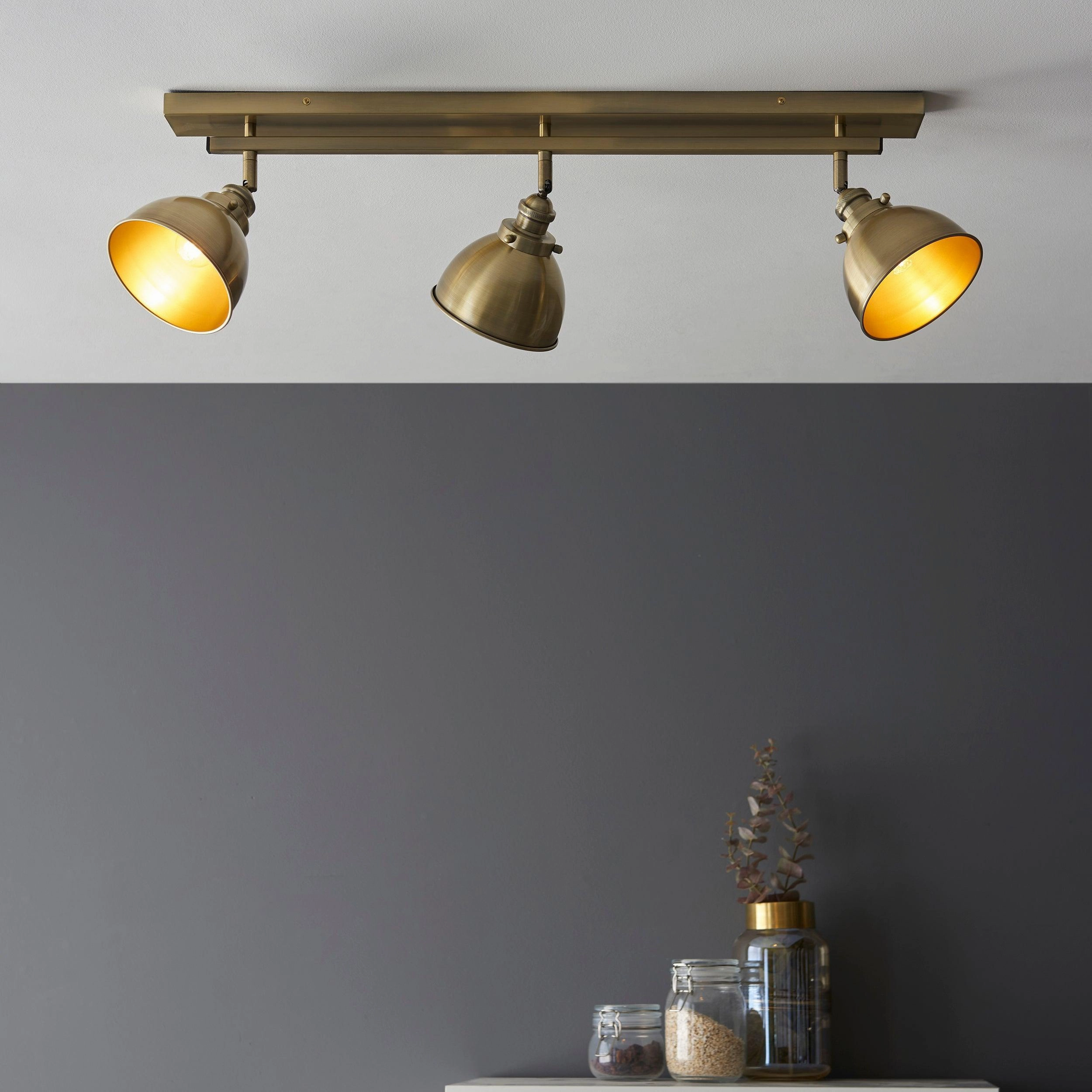 Endon Wyatt 3 Light Brass Industrial Spot Light