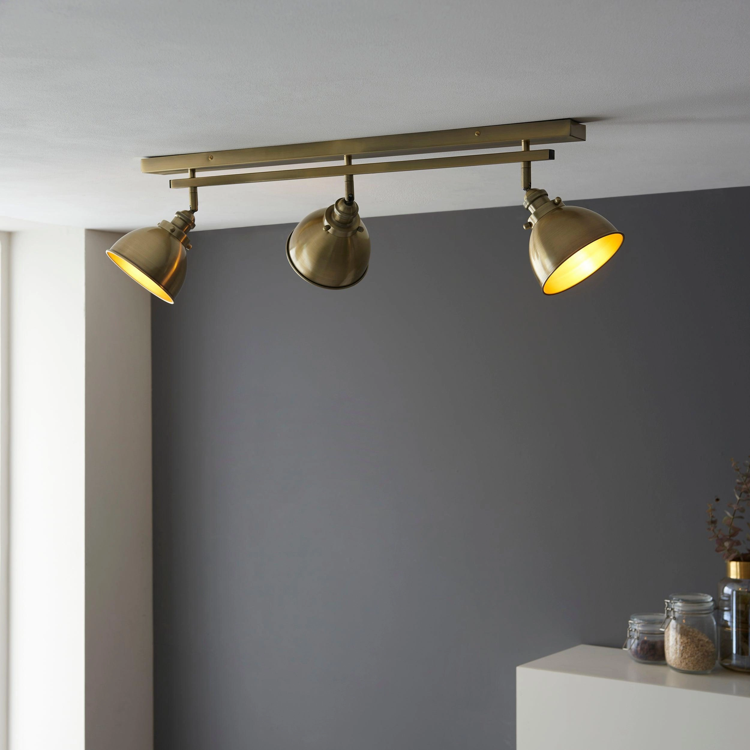Endon Wyatt 3 Light Brass Industrial Spot Light