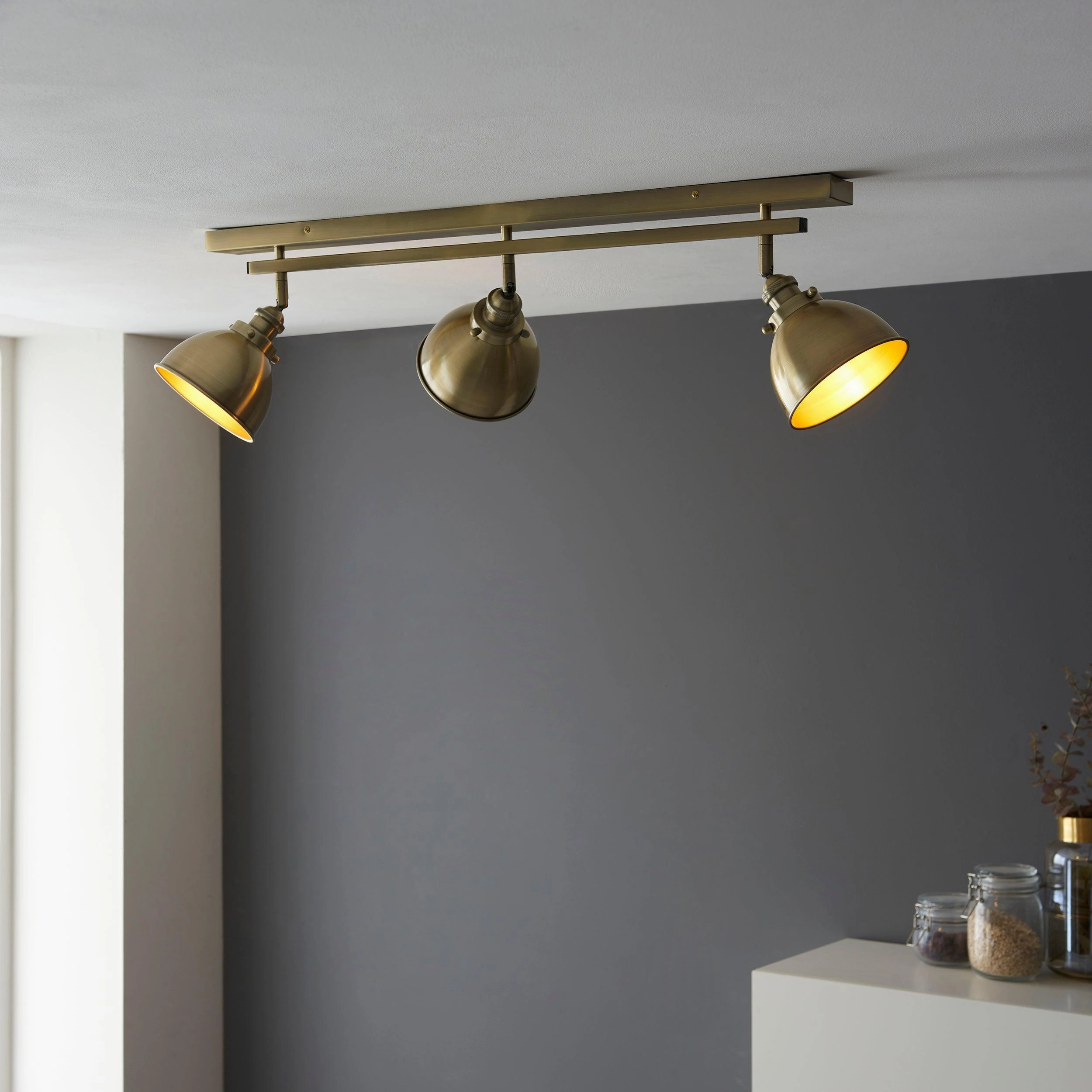 Endon Wyatt 3 Light Brass Industrial Spot Light