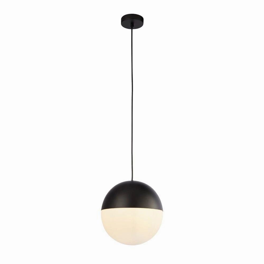 Endor 1 Light Black & Opal Glass Ceiling Pendant - 250cm ambient ceiling fixture