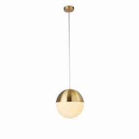 Endor 1 Light Brass & Opal Glass Ceiling Pendant - 250cm soft glow ceiling light