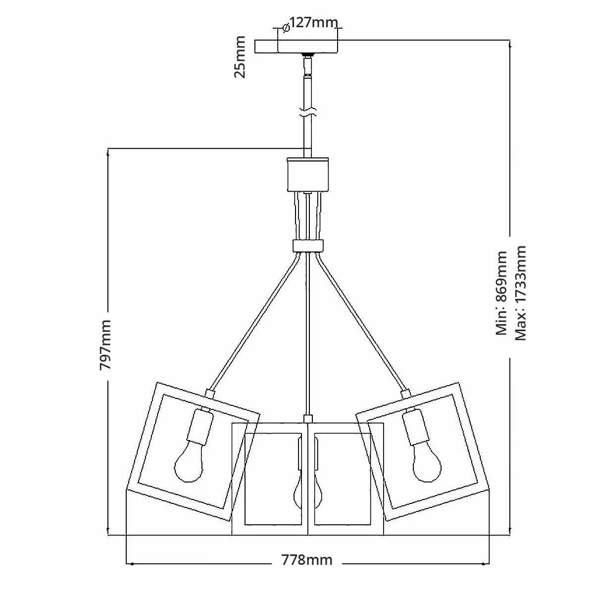 Ensemble 5 Light Brushed Bronze Ceiling Pendant Light
