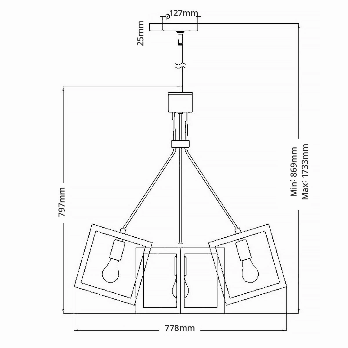 Ensemble 5 Light Polished Nickel Ceiling Pendant Light