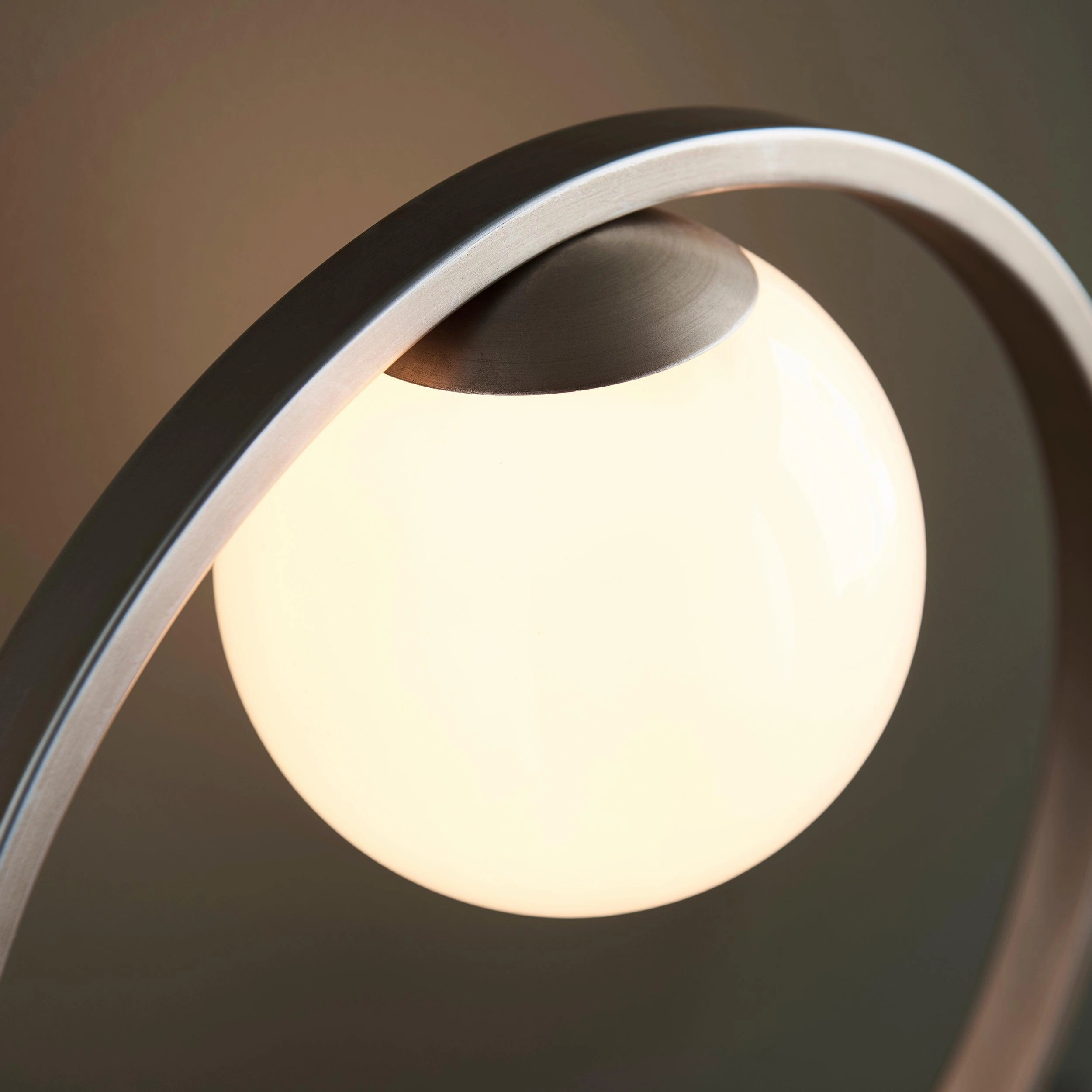 Enzo Silver Modern Table Lamp - Opal Glass Shade