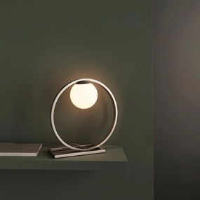 Enzo Silver Modern Table Lamp - Opal Glass Shade energy-saving LED light