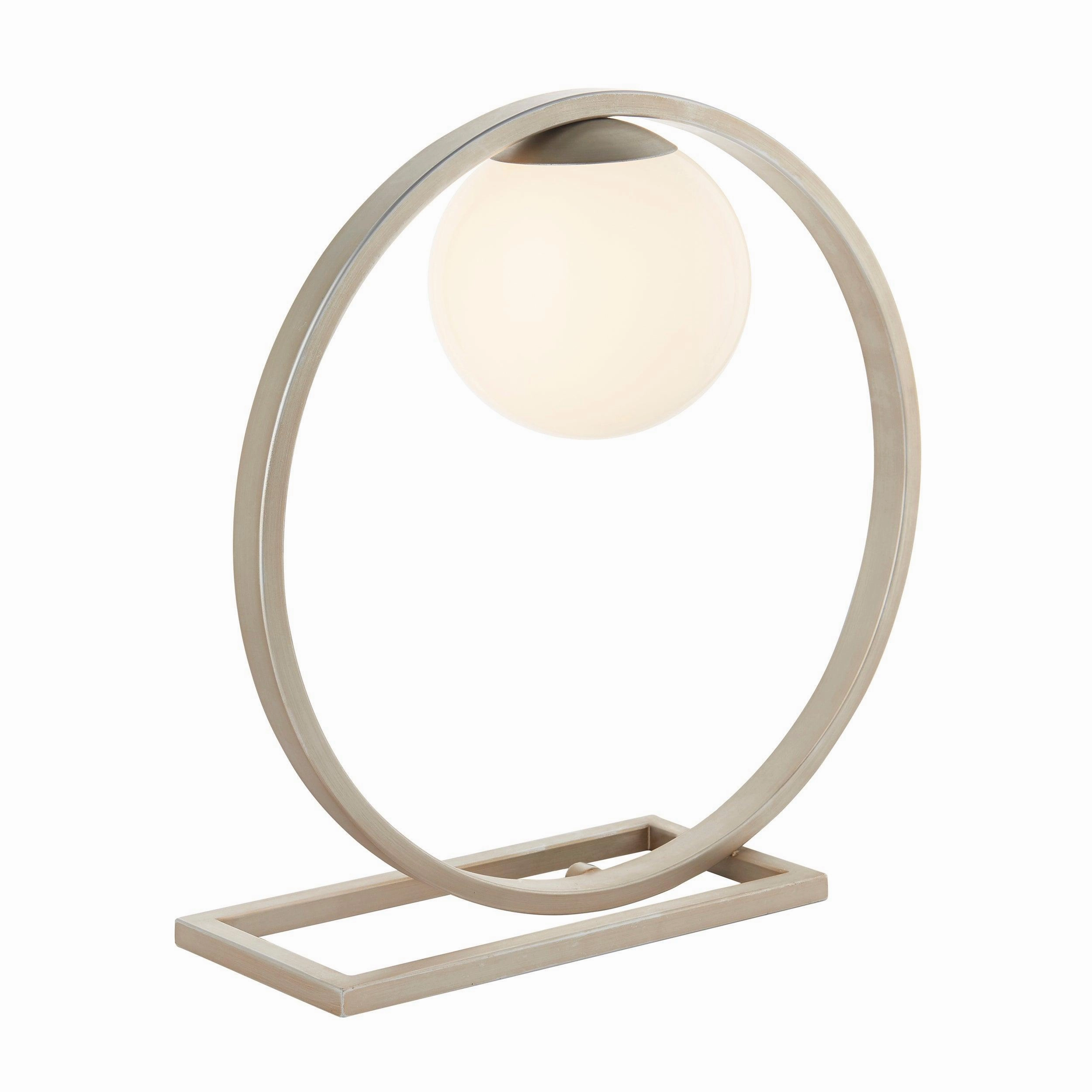 Enzo Silver Modern Table Lamp - Opal Glass Shade