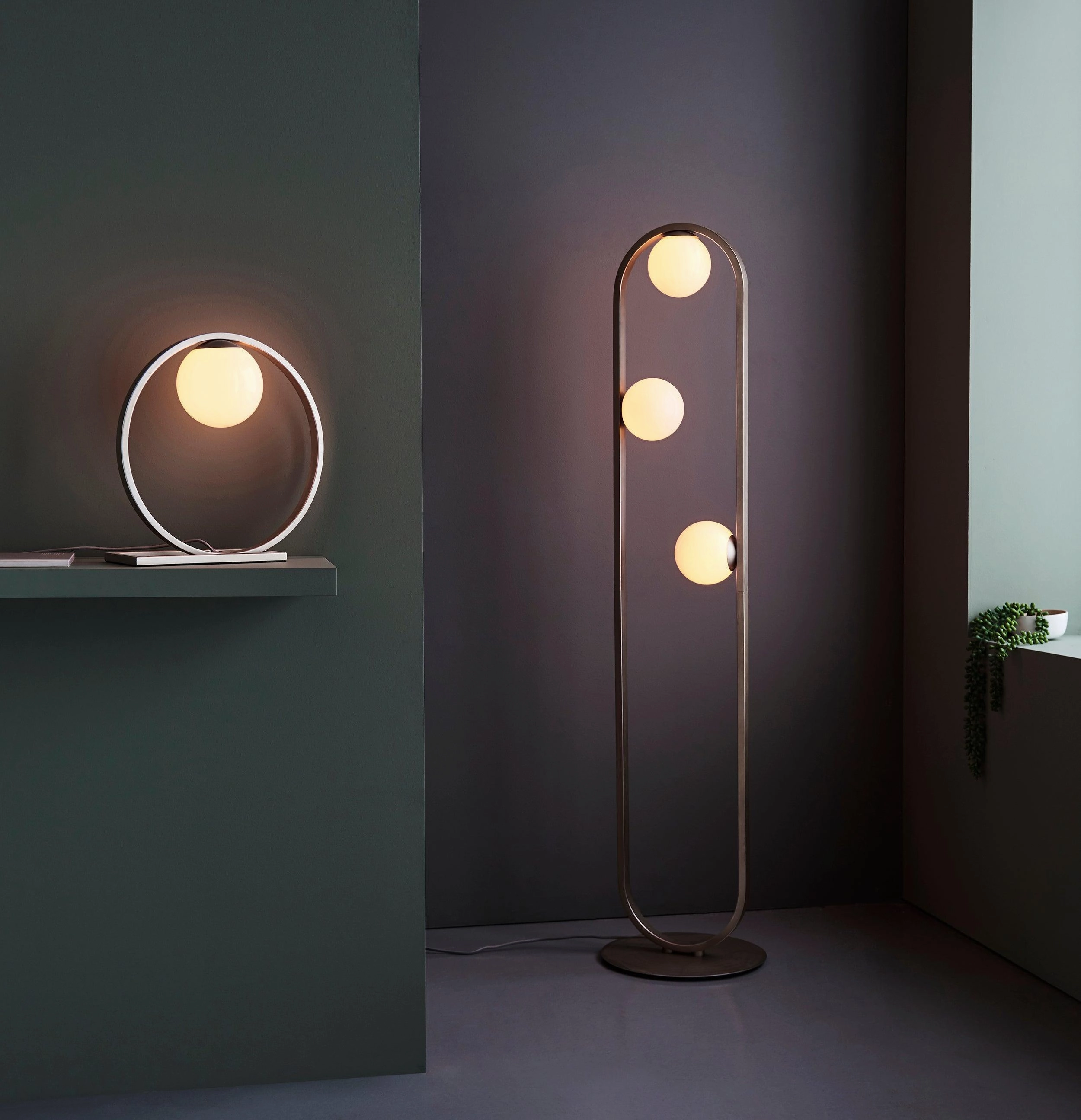 Enzo Silver Modern Table Lamp - Opal Glass Shade