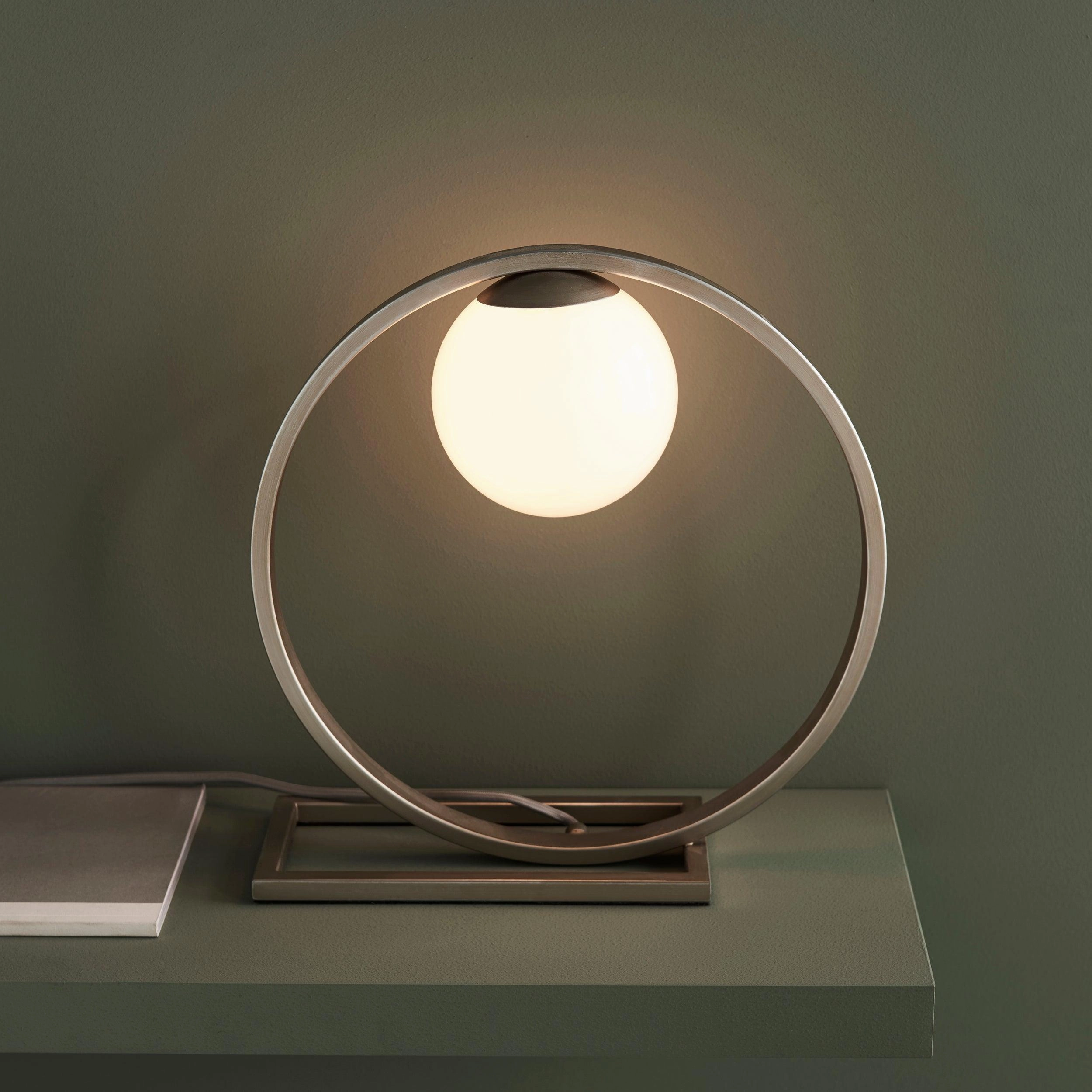 Enzo Silver Modern Table Lamp - Opal Glass Shade
