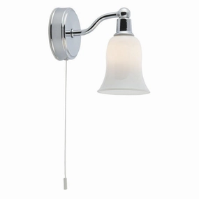Equador 1 Light Chrome Bathroom Wall Light - White Glass Shade vintage desk lamp