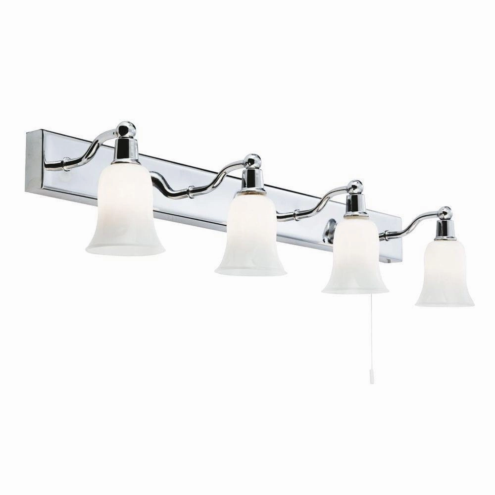 Equador 4 Light Chrome Bathroom Wall Light Bar - Glass Shades vintage desk lamp
