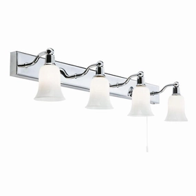 Equador 4 Light Chrome Bathroom Wall Light Bar - Glass Shades vintage desk lamp